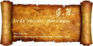 Grünblatt Marianna névjegykártya